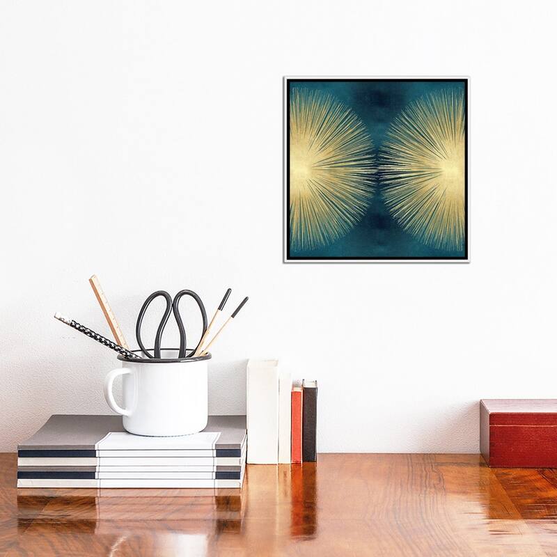 iCanvas "Sunburst Gold On Teal II" by Abby Young Framed Canvas Print