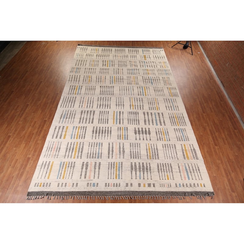 Earth Tone Moroccan Oriental Large Area Rug Hand-Knotted Wool Carpet - 11'6" x 18'4"