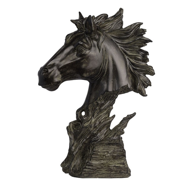 15.5" Antique Bronze Horse Head Stand - N/A