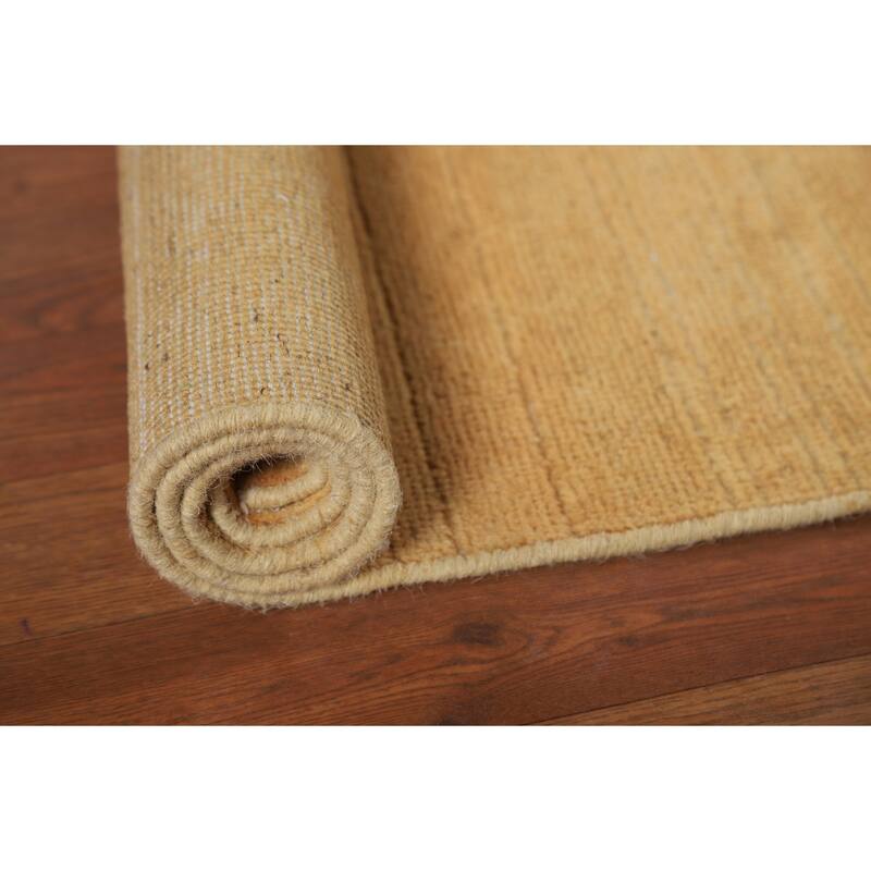 Yellow Modern Gabbeh Oriental Foyer Rug Hand-Knotted Wool Carpet - 3'4"x 4'11"