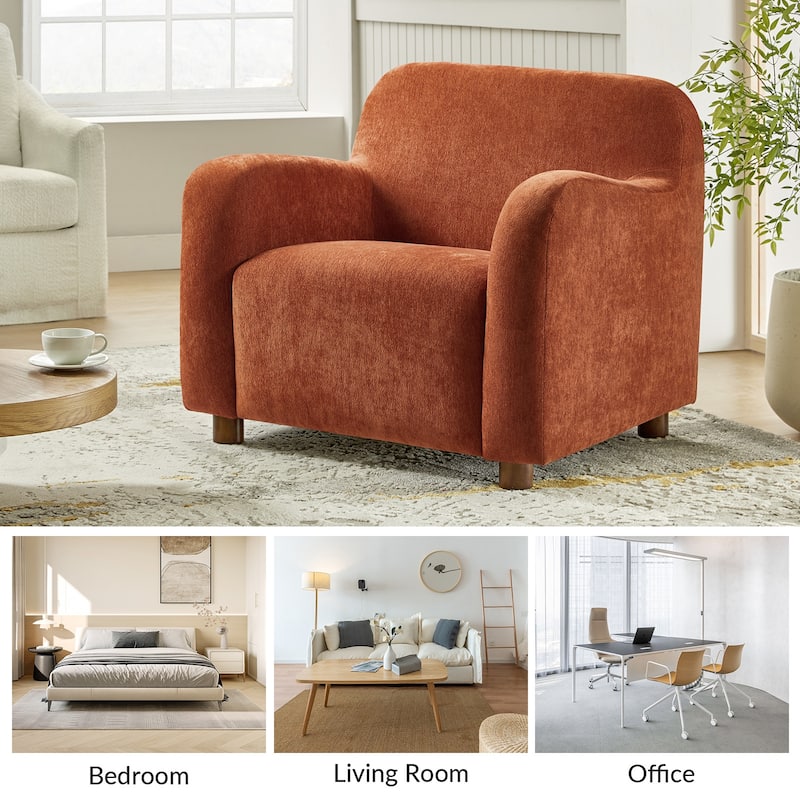 Wayne 35" Wide Boucle Upholstered Teddy Accent Chair with Solid Wood Legs Set of 2 by HULALA HOME