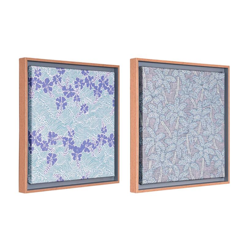 Kona Coast by Reyn Spooner Framed Floated Tropical Blue Fish Floated Printed Linen Wall Art Set of 2 - Aqua