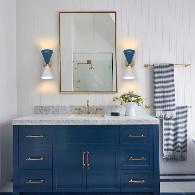 Modern Stylish 2-Light Colorblock Hourglass Bathroom Wall Lamp