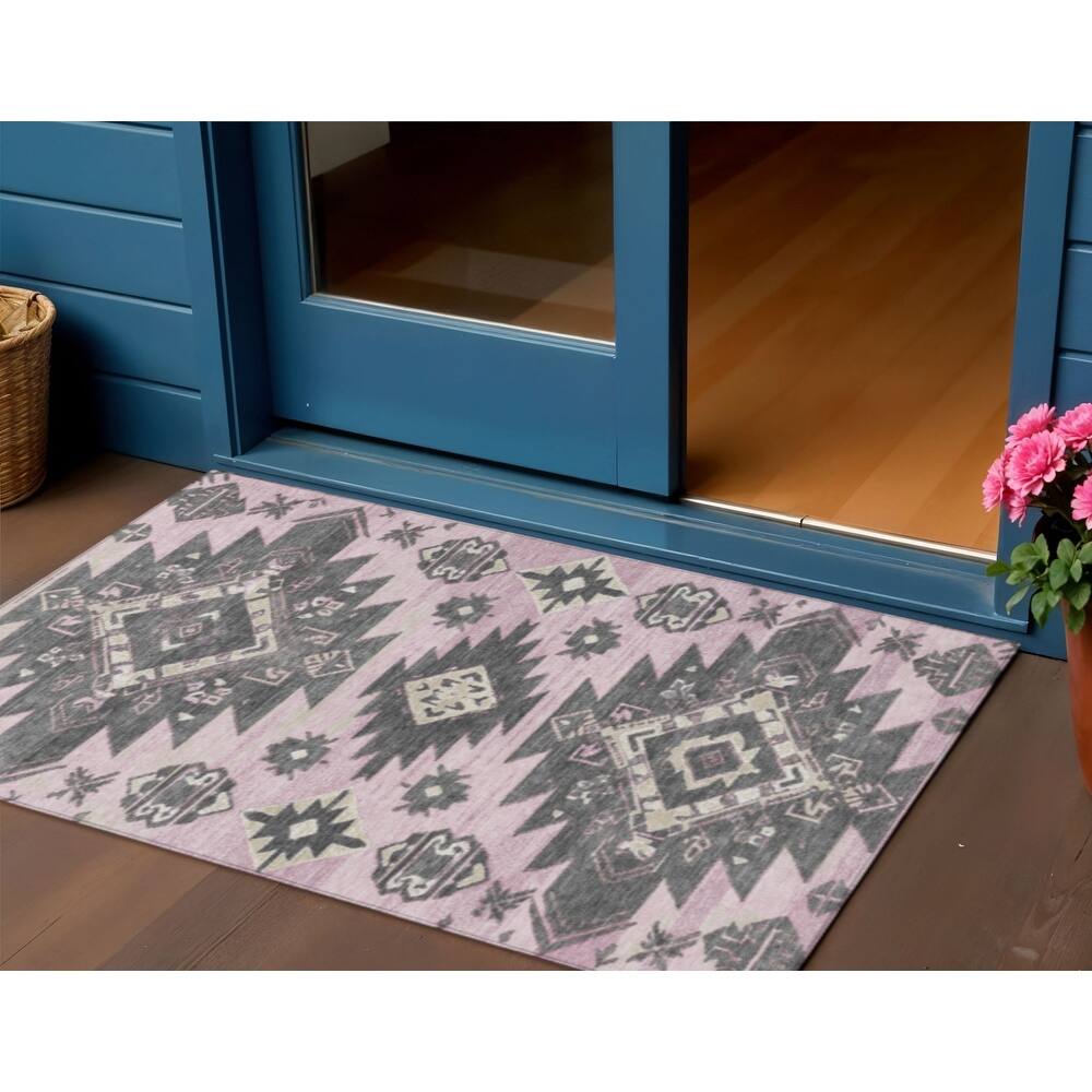 HomeRoots Tribal Transitional Rectangle Outdoor Rug