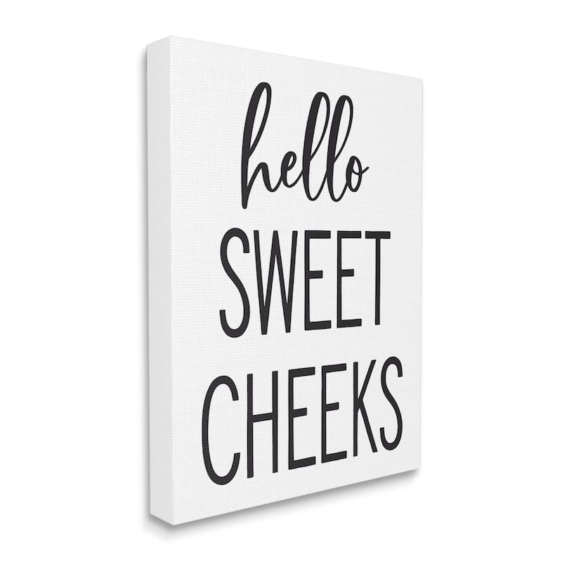 Stupell Hello Sweet Cheeks Silly Bathroom Washroom Humor Canvas Wall