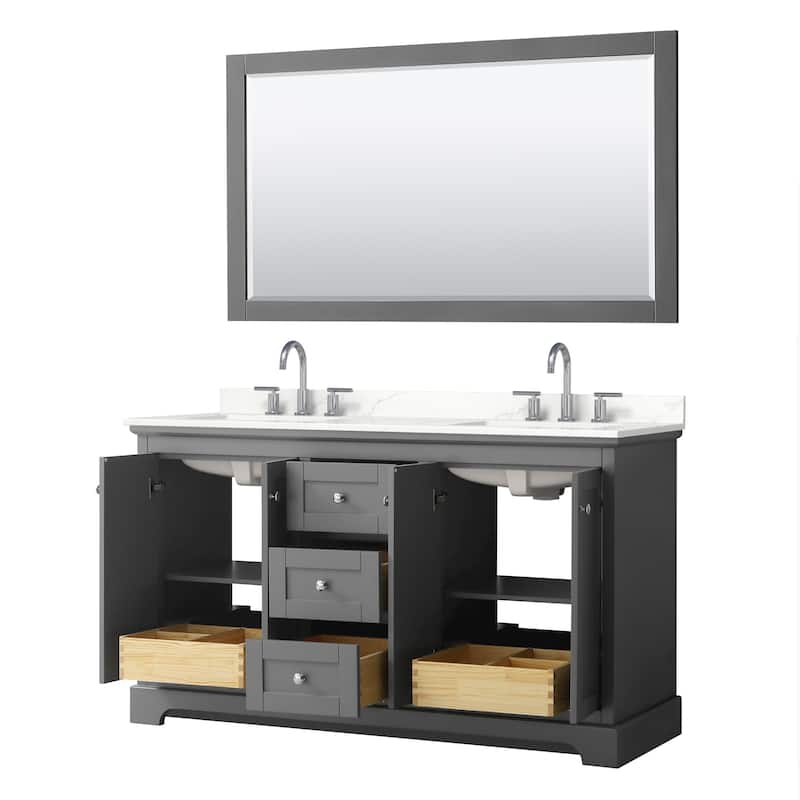 Avery 60-inch Double Vanity, Quartz Top, 58-inch Mirror