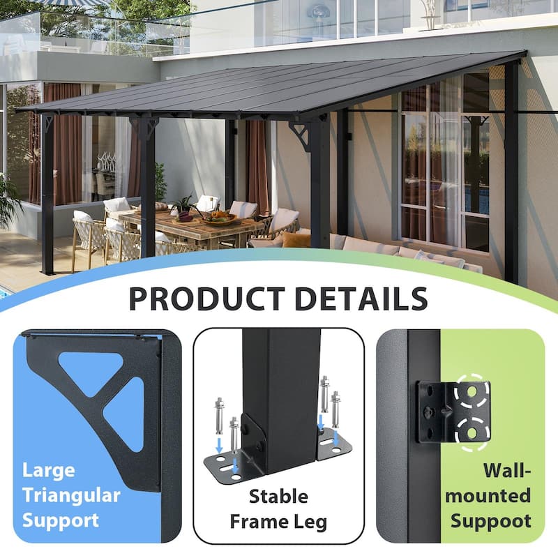 Gazebo for Patio, Gazebo Pergola with Sloped Roof