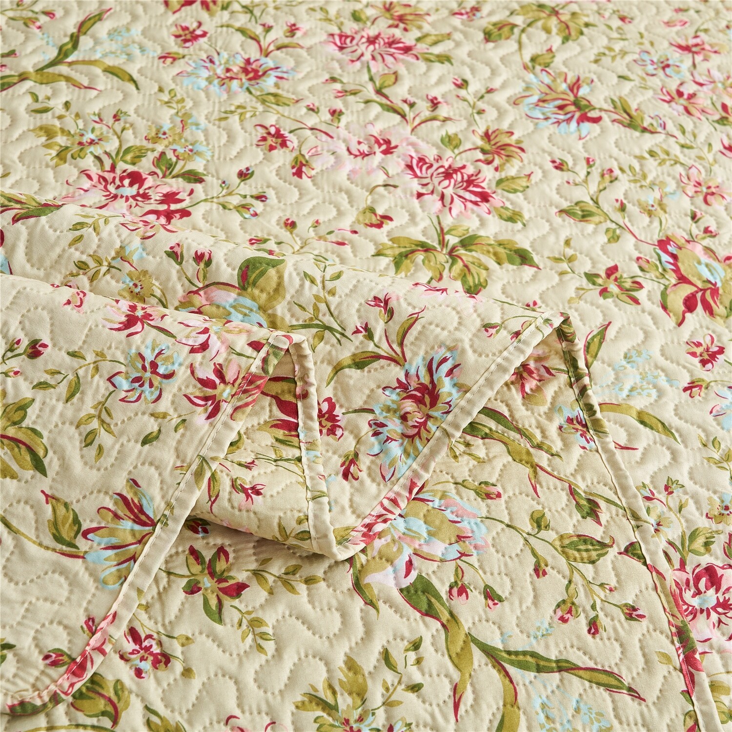 3 Piece Boho Bedspread Vintage Plaid Floral Patchwork Coverlet