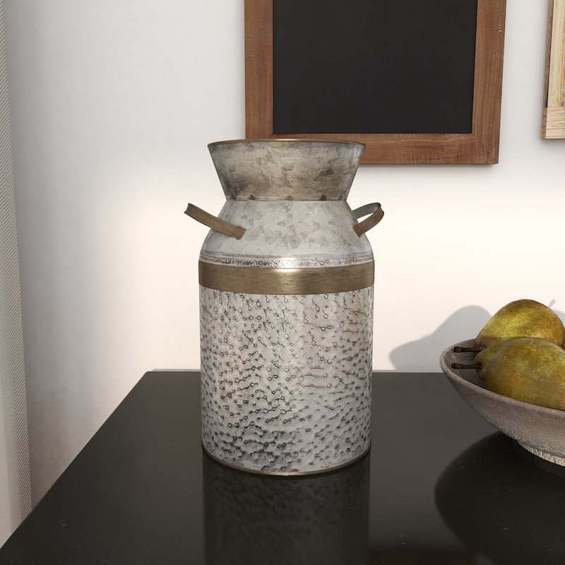 Gray Metal Milk Can Vase