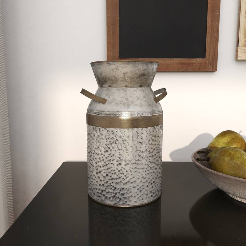 Metal Milk Can Decorative Vase - Gray - Roche River Decor