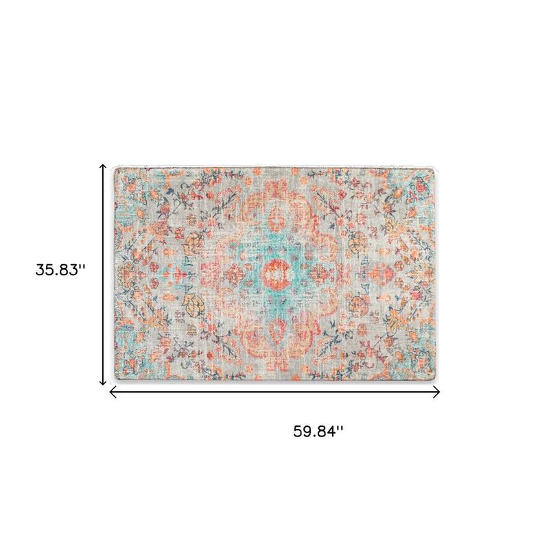 HomeRoots Medallion Traditional Rectangle Area Rug