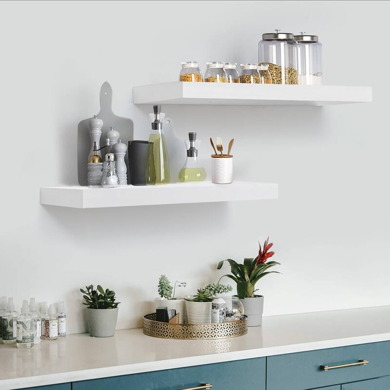 2 Piece Pine Veneer Wood Wall Mounted Floating Shelf