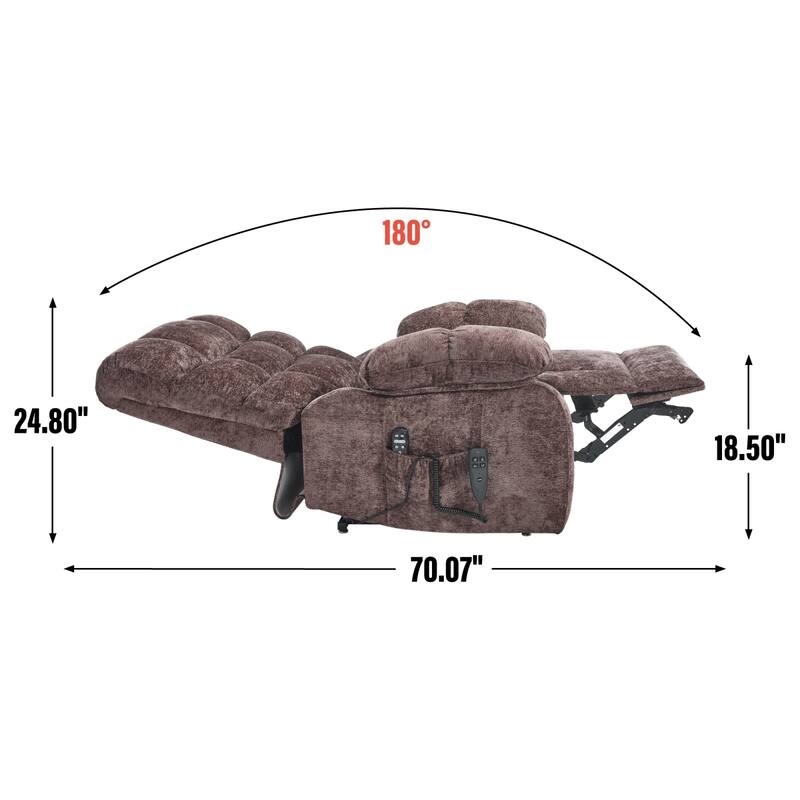 Roomfitters Oversized Power Lift Recliner Chair Dual Motor Infinite Position Heat Massage Sofa for 350lbs Capacity