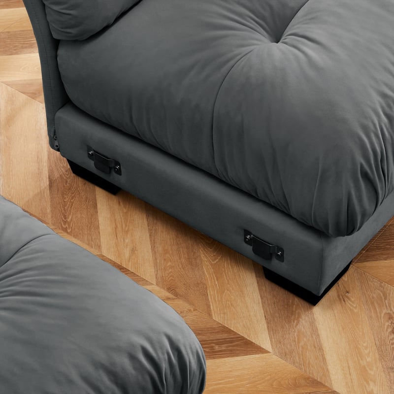 Comfort Convertible Modular Velvet Sectional Sofa Cloud Couch for Living Room