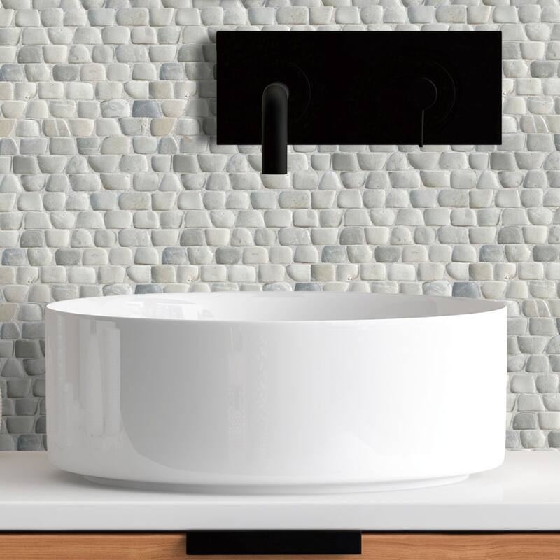 Strip Grey Pebble Mosaic Tiles for Backsplash Kitchen and Bathroom Wall (10.5" X 12") 5 tiles per case - Case (5 Tiles)