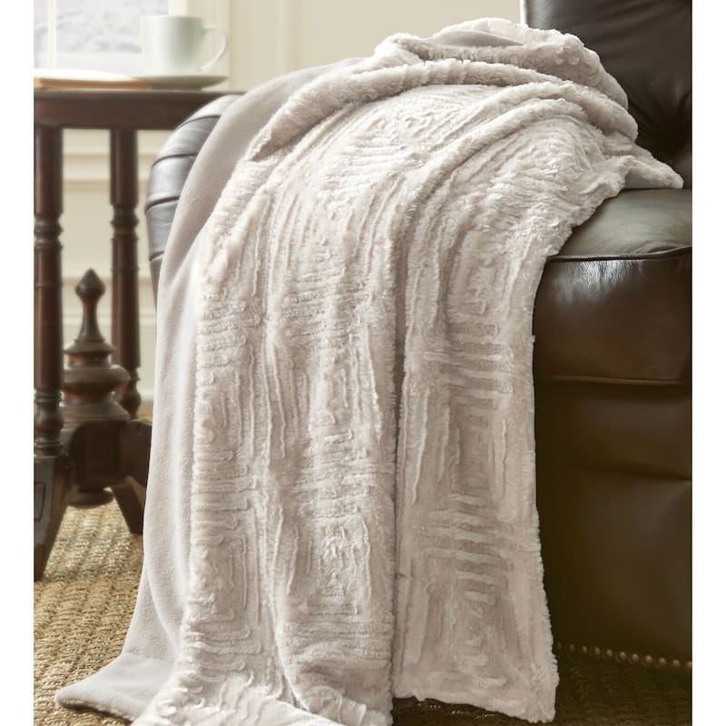 Modern Threads Plush and Cozy Faux Fur Throw - White Sand