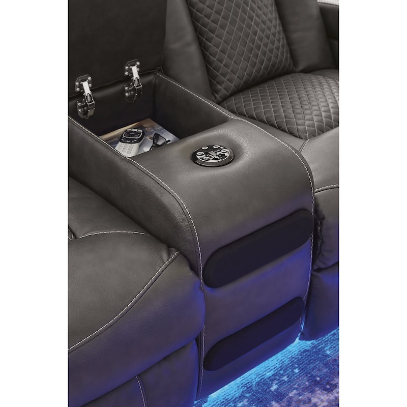 Signature Design by Ashley Fyne-Dyme Power Reclining Loveseat with Console - 74"W x 43"D x 43"H