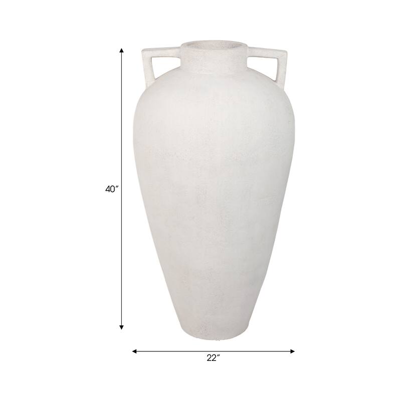 Pottery Terracotta Vase Textured Finish Home Decor - 40" Ivory