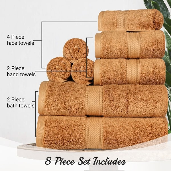 dimension image slide 3 of 10, Egyptian Cotton 8 Piece Ultra Plush Solid Towel Set by Miranda Haus