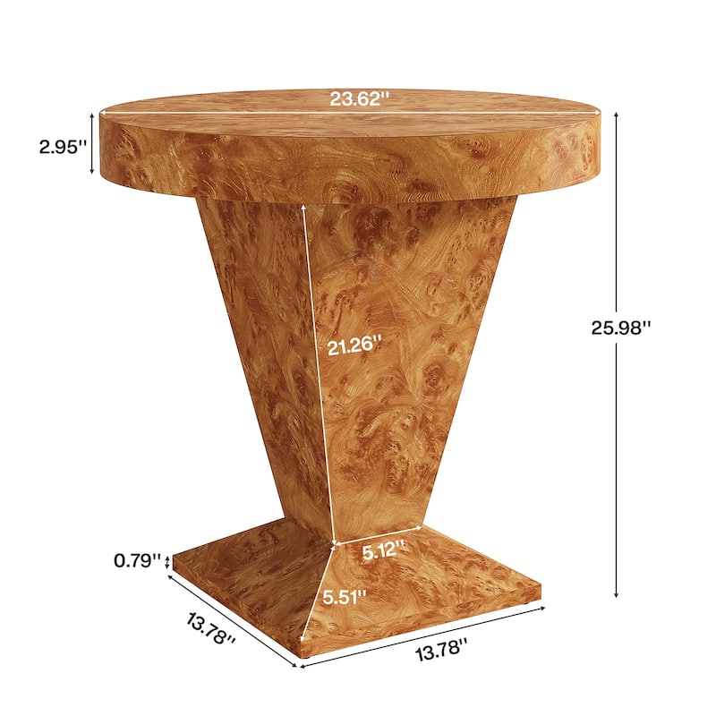 23.62-Inch Modern Round Side Table, Modern Pedestal End Table