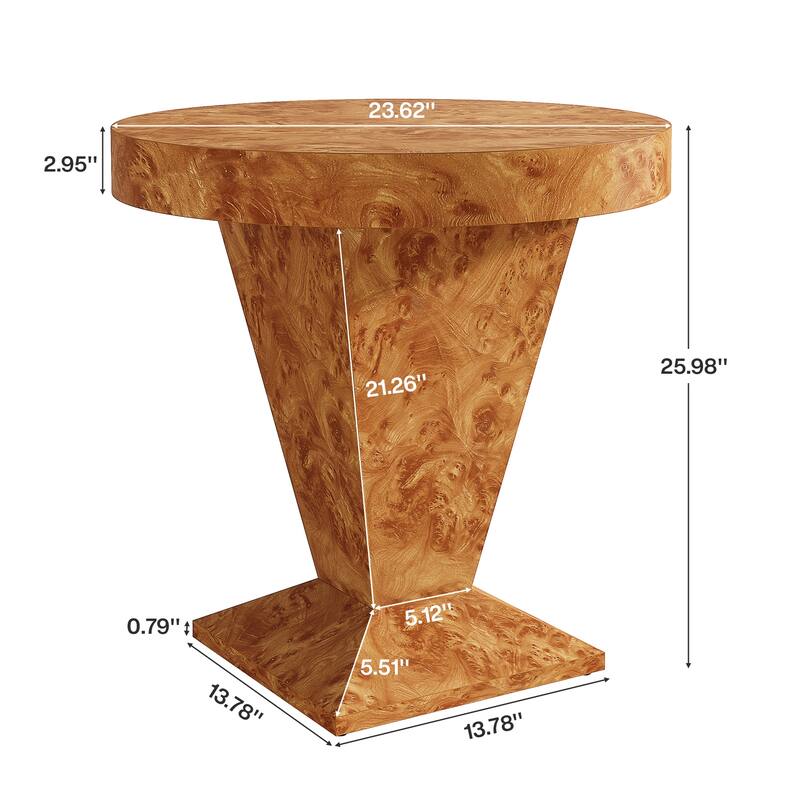 23.62-Inch Modern Side Table, Modern Pedestal Round End Table