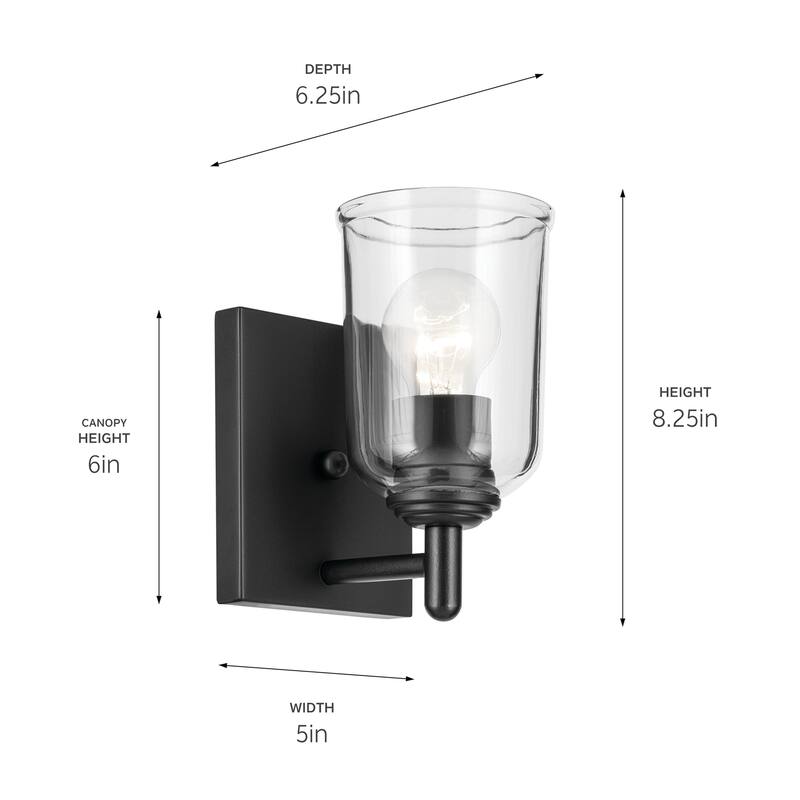 Kichler Lighting Shailene 1-Light Wall Sconce Light with Clear Glass
