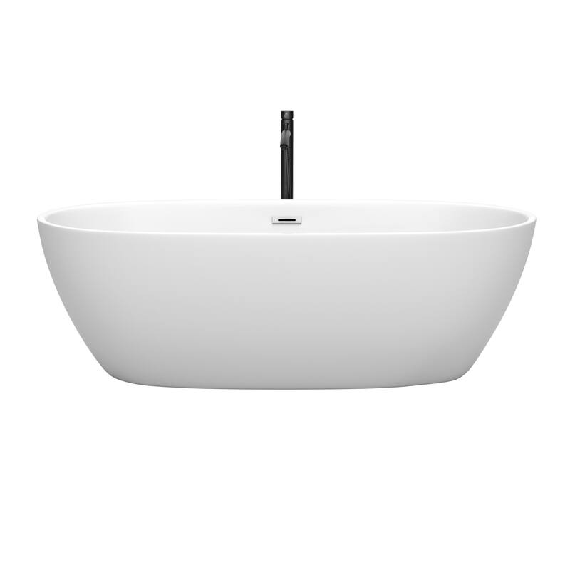 Wyndham Collection Juno 71-Inch Matte White Freestanding Tub w/ Faucet