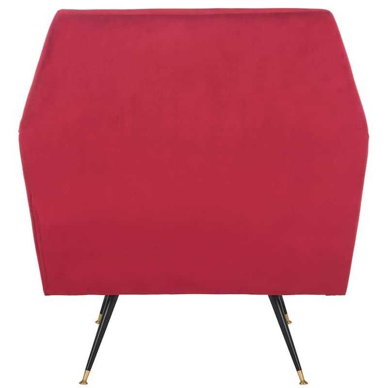 SAFAVIEH Trina Mid-Century Modern Velvet Maroon Red Club Chair - 32" W x 31" D x 36" H - 32Wx31Dx36H