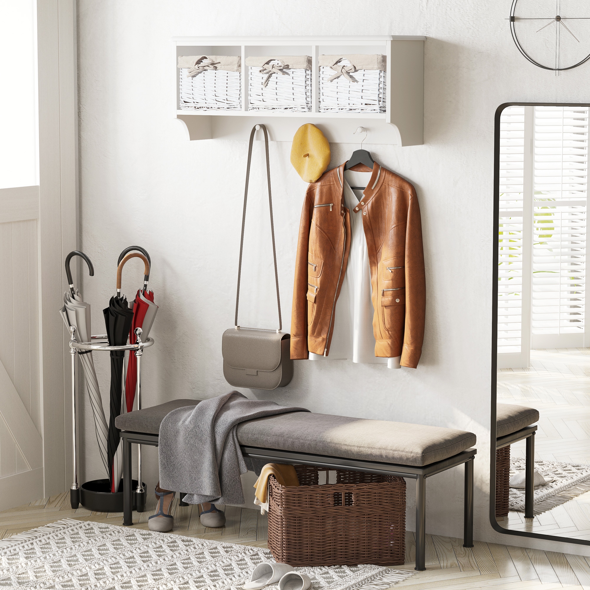 Entryway cubby with best sale hooks