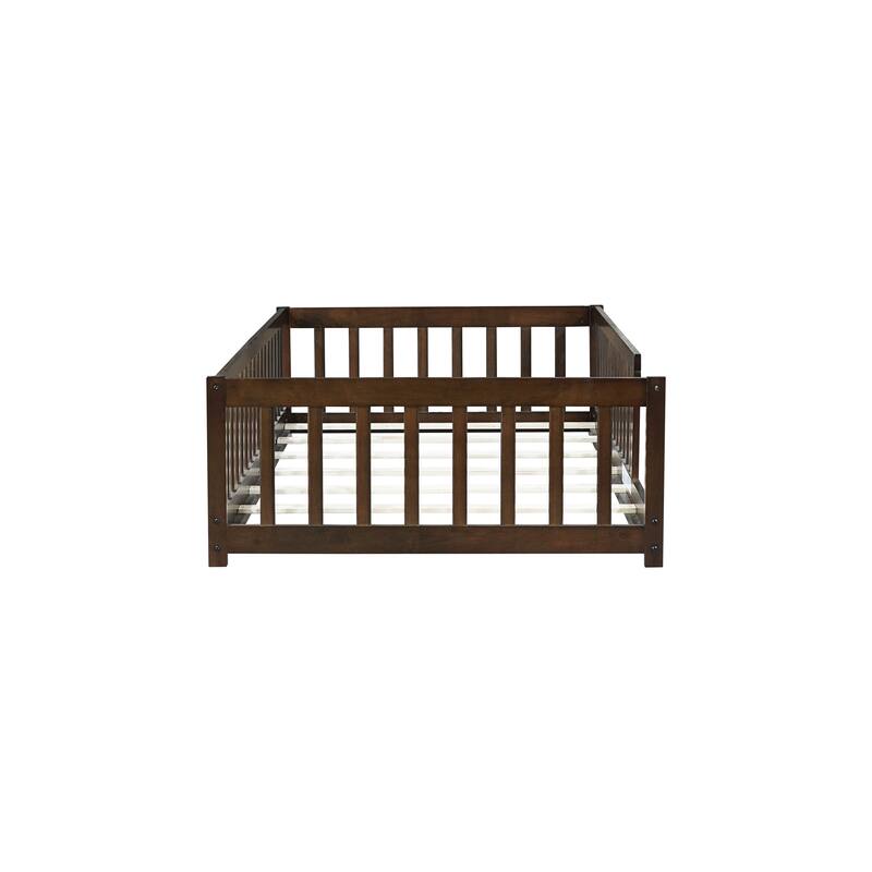 Floor Bed with Fence for Kids,Providing a Safe and Fun Sleeping and Playing Environment.