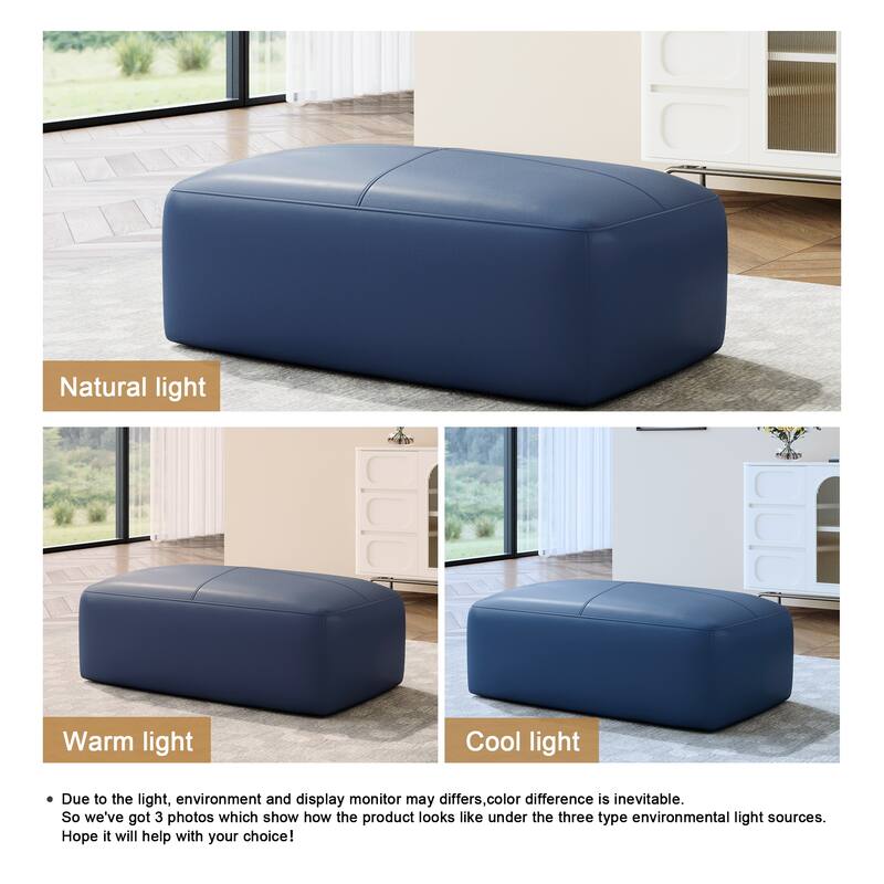 Elliot 22"/ 35"/ 43" W Modern Rectangular Genuine Leather Ottoman