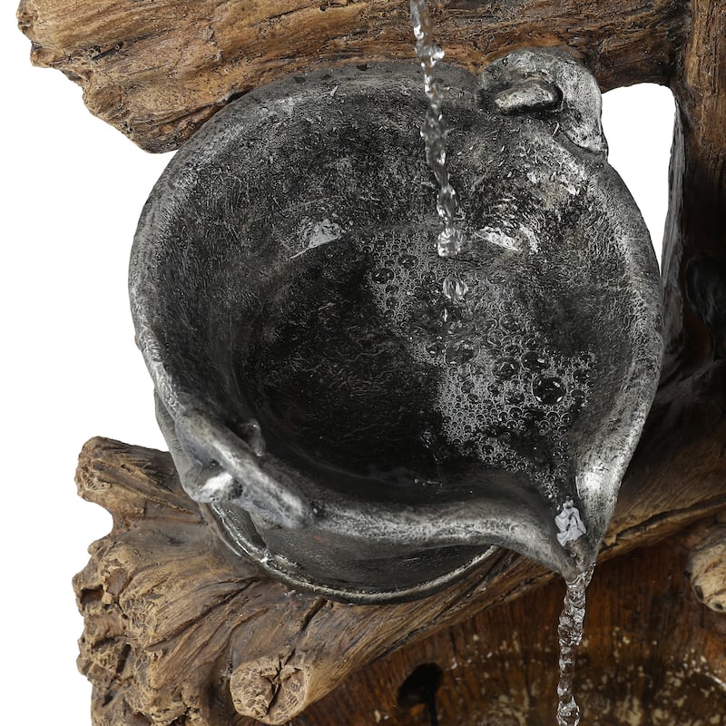 Resin Puppies and Water Faucet Outdoor Fountain with LED Light