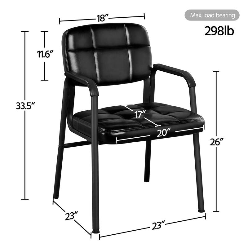 Yaheetech 2pcs Upholstered Leather Chairs with Armrest & Metal Frame