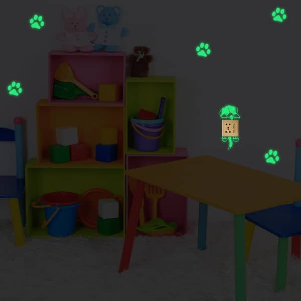 slide 2 of 6, Walplus Peel and Stick Wall Sticker Glow In The Dark Dog Paw Print