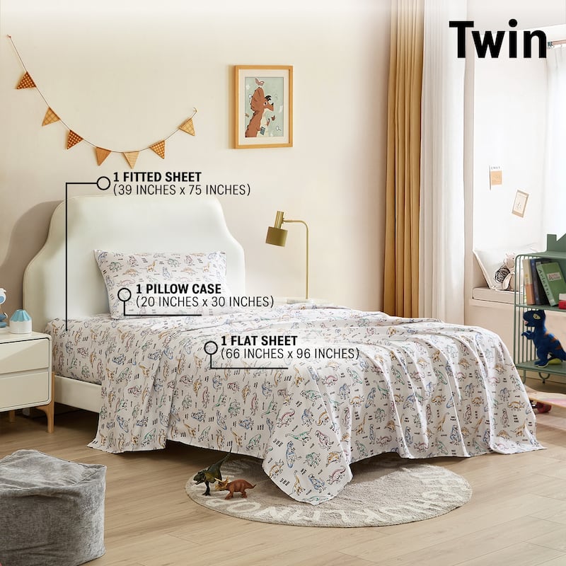 HLC.ME Printed Kids Bed Sheets - Patterned Bed Sheet Set - Wrinkle Resistant & Ultra Soft - For Mattresses up to 15 Inches Deep