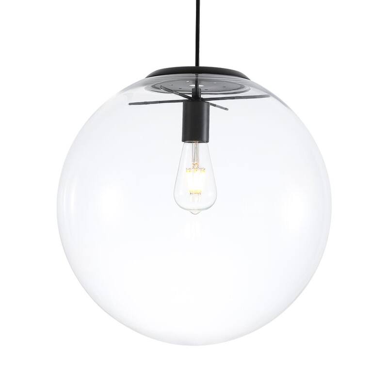 Minimalism Single-Light Clear Glass Globe Pendant - 15.7 in