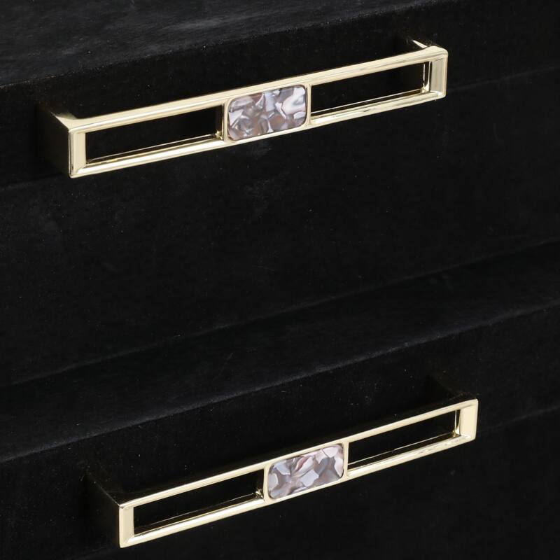 Wood Decorative Boxes Metal Handle with Lid (Set of 2) - 4/6" Black - 14" x 8" x 6"