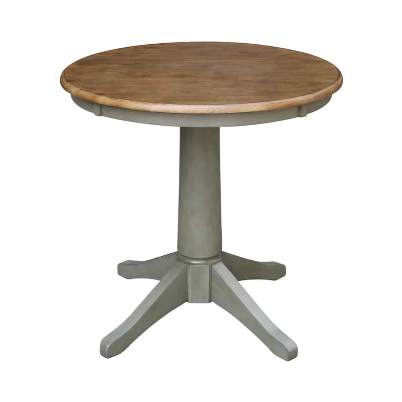 30" Round Top Pedestal Table - Hickory/Stone - Dining Height - Distressed Hickory/Stone