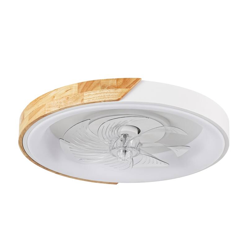 19 in. Modern White Circle Color-Changing Integrated LED Flush Mount Ceiling Fans Light With Remote Control for Bedroom