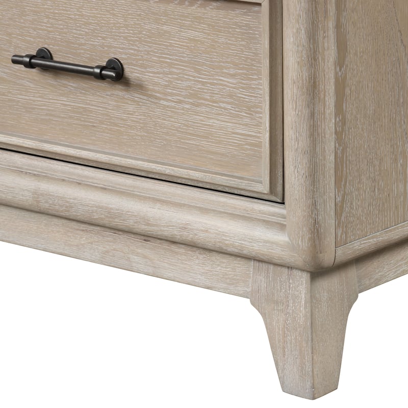 Furniture of America Lioraen Modern Oak Solid Wood 2-Drawer Nightstand