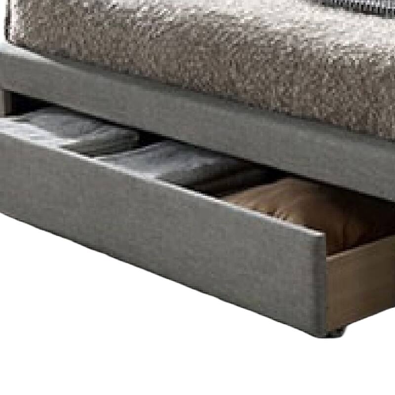Sya Queen Size Bed w Button Tufted Upholstery, Underbed Storage, Gray