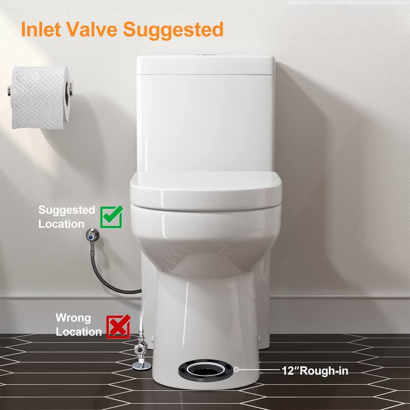 HOROW One-piece 0.8/1.28 GPF Dual Flush Round Toilet in White with Seat Included