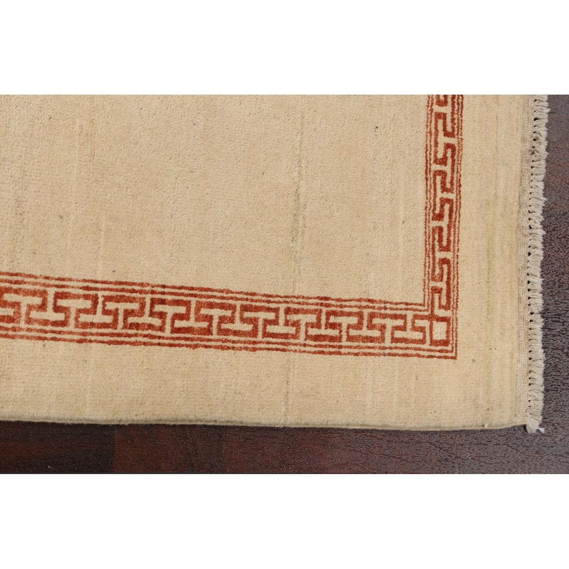 Geometric Bordered Wool Gabbeh Kashkoli Oriental Area Rug Hand-knotted - 3'2" x 5'4"