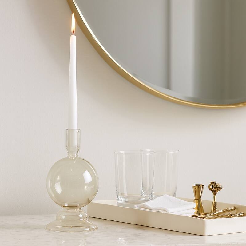 Glass Modern Bubble Taper Candle Holder - Clear/ Frost - 7.0"