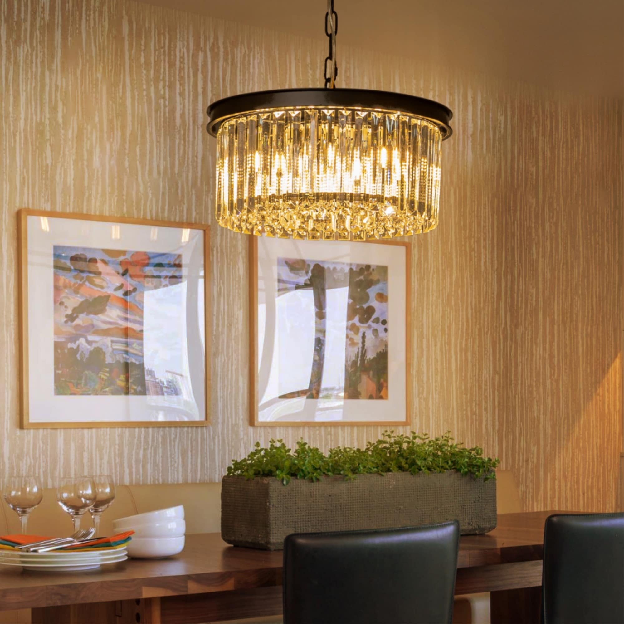 Black drum crystal chandelier deals
