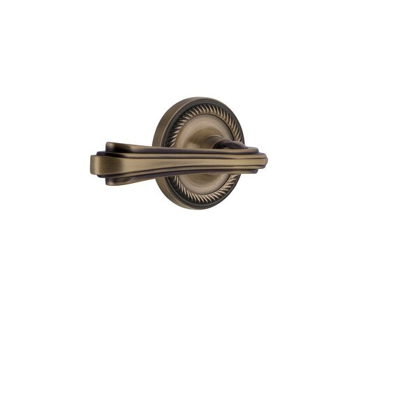 Nostalgic Warehouse ROPFLR_PSG_234_NK_LH Fleur Passage Door Lever Set with Rope Rose for 2-3/4" Backset Doors