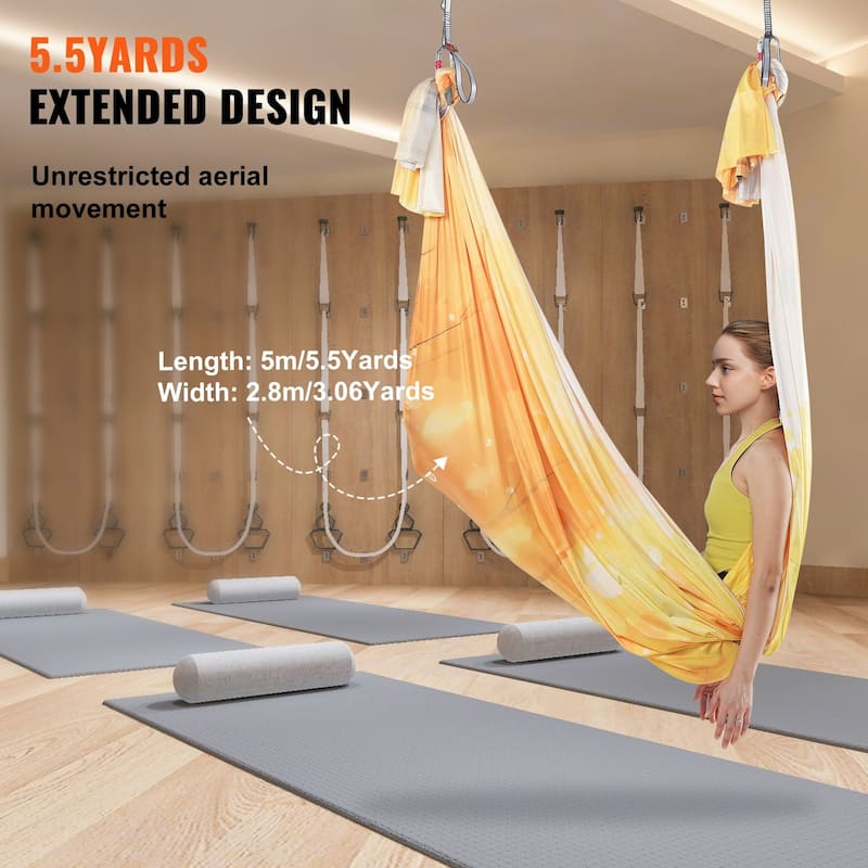 Aerial Yoga Hammock & Swing Kit 5.5 Yards with Full Rigging Hardware - Gradient-Gold