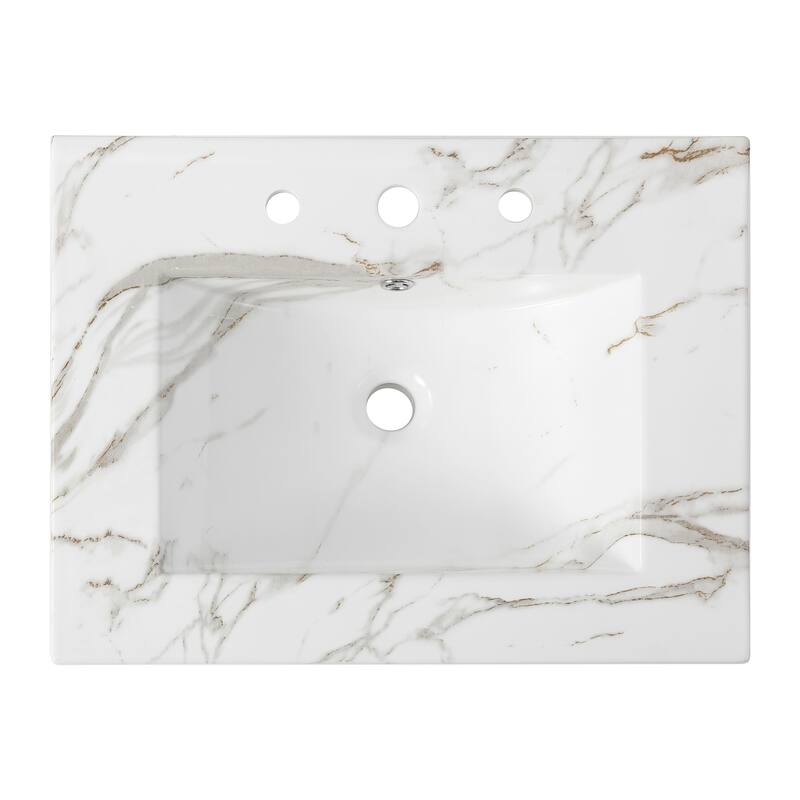 Aubert 3-Hole Classic Contemporary Rectangular Ceramic Single Sink Basin Vanity Top, by JONATHAN Y