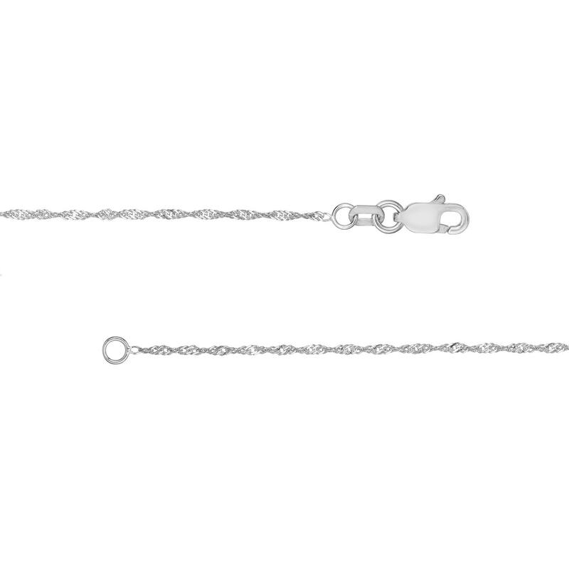 Curata 14k White Gold 1.15mm Singapore Chain Necklace (Lobster)