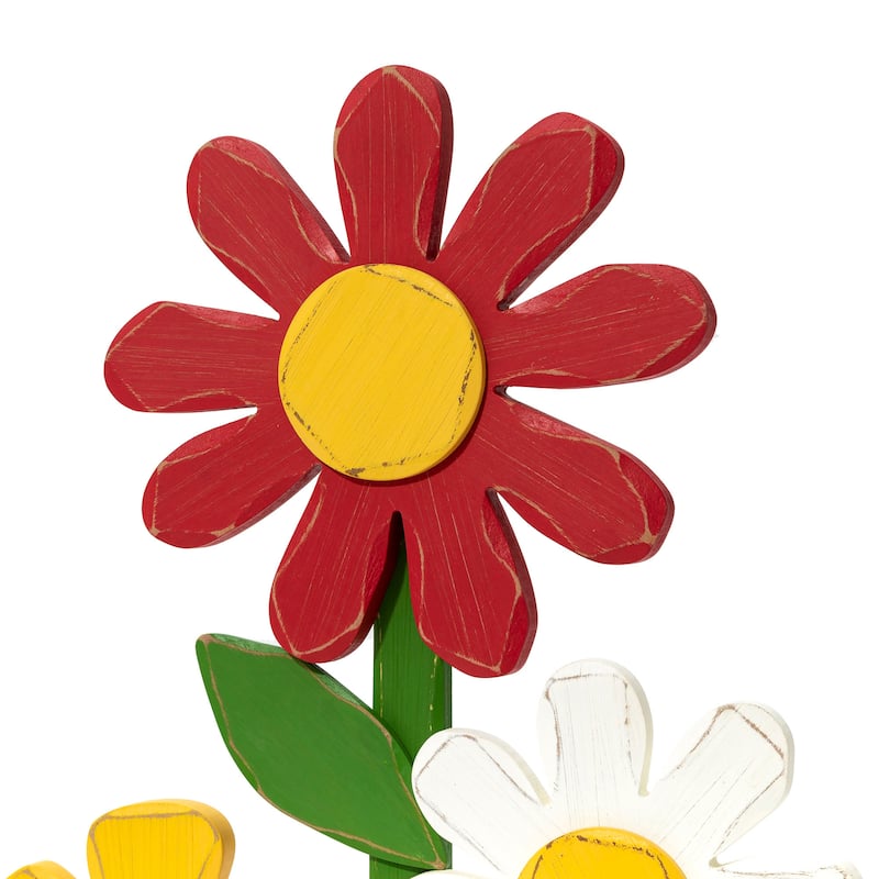 30"H Wooden Three Flowers Welcome Decor Porch Sign by Glitzhome